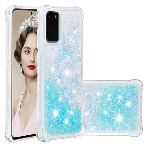 Silikon Hülle Handyhülle Gummi Schutzhülle Flexible Tasche Bling-Bling S01 für Samsung Galaxy S20 5G Hellblau