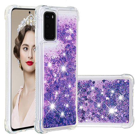 Silikon Hülle Handyhülle Gummi Schutzhülle Flexible Tasche Bling-Bling S01 für Samsung Galaxy S20 5G Violett