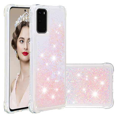 Silikon Hülle Handyhülle Gummi Schutzhülle Flexible Tasche Bling-Bling S01 für Samsung Galaxy S20 Rosa