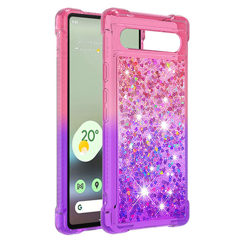 Silikon Hülle Handyhülle Gummi Schutzhülle Flexible Tasche Bling-Bling S02 für Google Pixel 7a 5G Pink