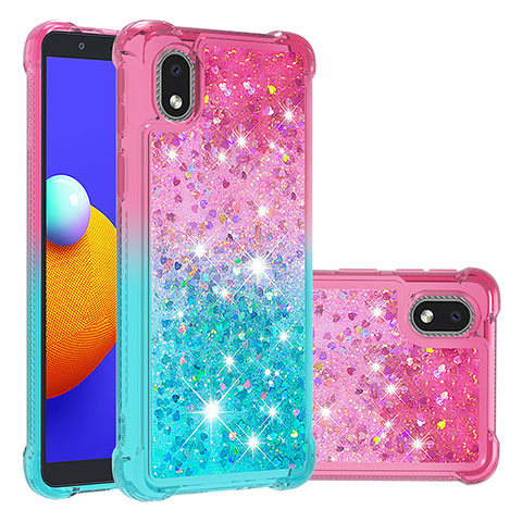 Silikon Hülle Handyhülle Gummi Schutzhülle Flexible Tasche Bling-Bling S02 für Samsung Galaxy A01 Core Rosa