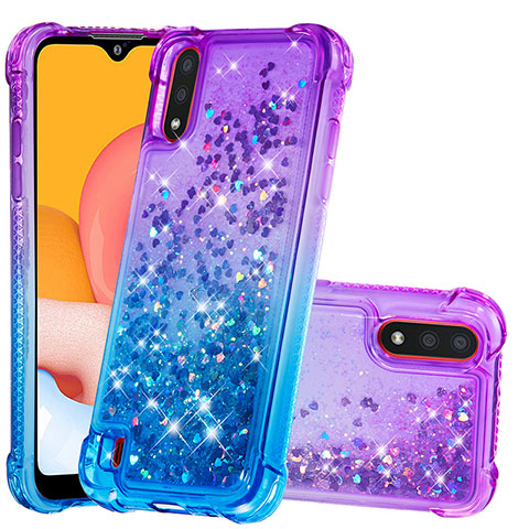 Silikon Hülle Handyhülle Gummi Schutzhülle Flexible Tasche Bling-Bling S02 für Samsung Galaxy A01 SM-A015 Violett