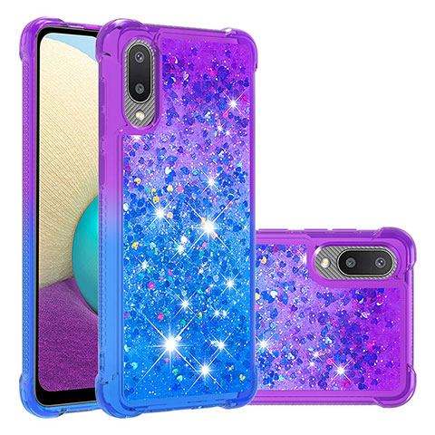 Silikon Hülle Handyhülle Gummi Schutzhülle Flexible Tasche Bling-Bling S02 für Samsung Galaxy A02 Violett