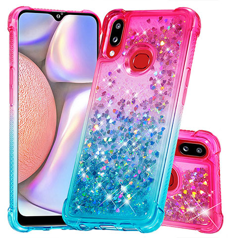 Silikon Hülle Handyhülle Gummi Schutzhülle Flexible Tasche Bling-Bling S02 für Samsung Galaxy A10s Rosa