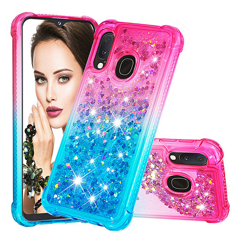 Silikon Hülle Handyhülle Gummi Schutzhülle Flexible Tasche Bling-Bling S02 für Samsung Galaxy A20e Rosa