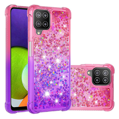Silikon Hülle Handyhülle Gummi Schutzhülle Flexible Tasche Bling-Bling S02 für Samsung Galaxy A22 4G Pink