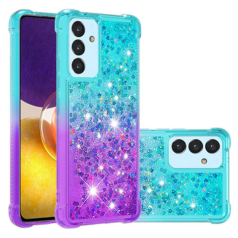 Silikon Hülle Handyhülle Gummi Schutzhülle Flexible Tasche Bling-Bling S02 für Samsung Galaxy A24 4G Hellblau