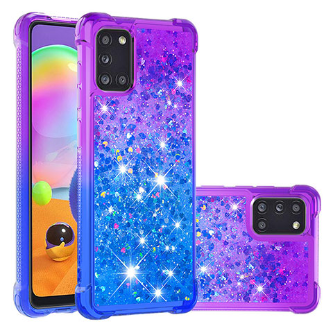 Silikon Hülle Handyhülle Gummi Schutzhülle Flexible Tasche Bling-Bling S02 für Samsung Galaxy A31 Violett