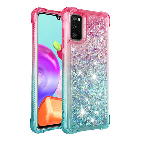 Silikon Hülle Handyhülle Gummi Schutzhülle Flexible Tasche Bling-Bling S02 für Samsung Galaxy A41 Rosa