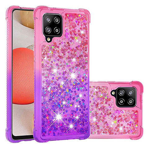 Silikon Hülle Handyhülle Gummi Schutzhülle Flexible Tasche Bling-Bling S02 für Samsung Galaxy A42 5G Pink