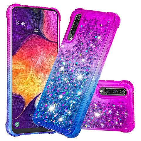 Silikon Hülle Handyhülle Gummi Schutzhülle Flexible Tasche Bling-Bling S02 für Samsung Galaxy A50 Violett