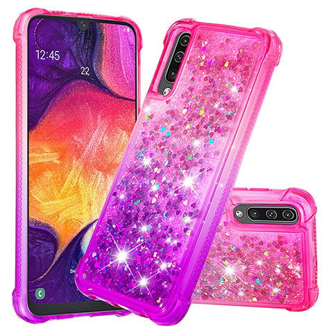 Silikon Hülle Handyhülle Gummi Schutzhülle Flexible Tasche Bling-Bling S02 für Samsung Galaxy A50S Pink