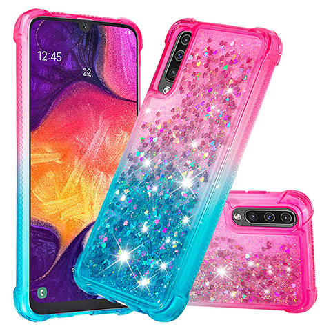 Silikon Hülle Handyhülle Gummi Schutzhülle Flexible Tasche Bling-Bling S02 für Samsung Galaxy A50S Rosa