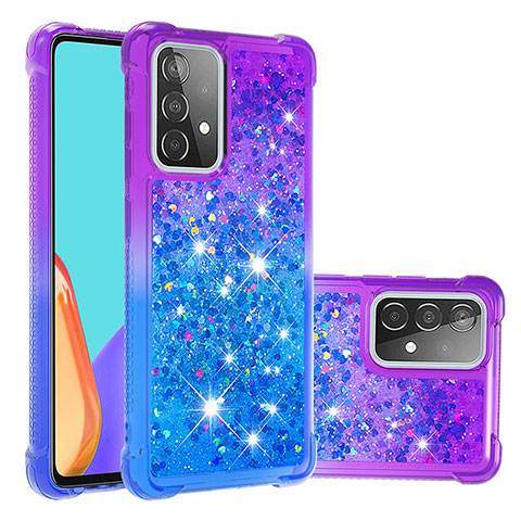 Silikon Hülle Handyhülle Gummi Schutzhülle Flexible Tasche Bling-Bling S02 für Samsung Galaxy A52 4G Violett