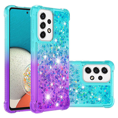 Silikon Hülle Handyhülle Gummi Schutzhülle Flexible Tasche Bling-Bling S02 für Samsung Galaxy A53 5G Hellblau