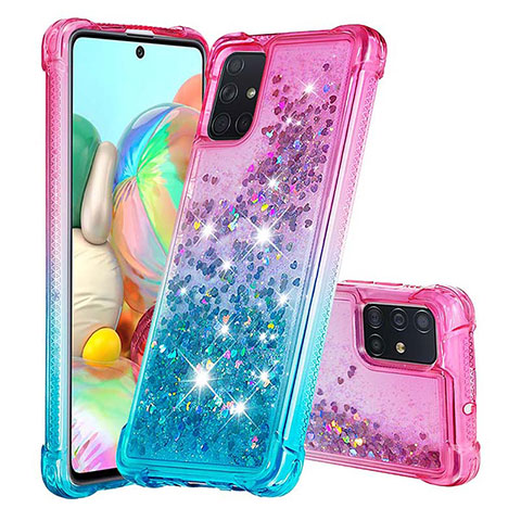 Silikon Hülle Handyhülle Gummi Schutzhülle Flexible Tasche Bling-Bling S02 für Samsung Galaxy A71 4G A715 Rosa