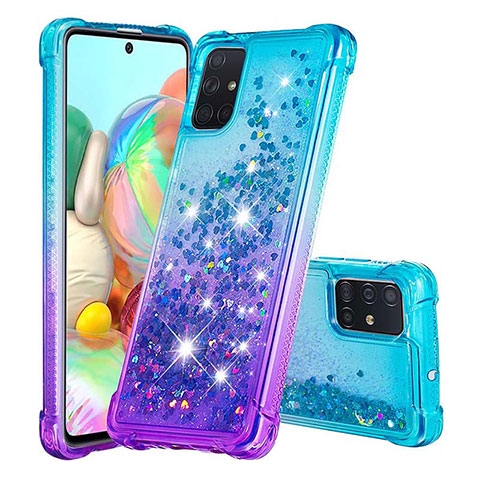 Silikon Hülle Handyhülle Gummi Schutzhülle Flexible Tasche Bling-Bling S02 für Samsung Galaxy A71 5G Hellblau