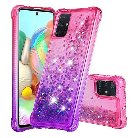 Silikon Hülle Handyhülle Gummi Schutzhülle Flexible Tasche Bling-Bling S02 für Samsung Galaxy A71 5G Pink