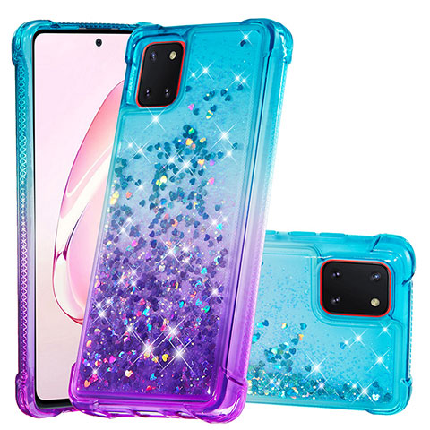 Silikon Hülle Handyhülle Gummi Schutzhülle Flexible Tasche Bling-Bling S02 für Samsung Galaxy A81 Hellblau