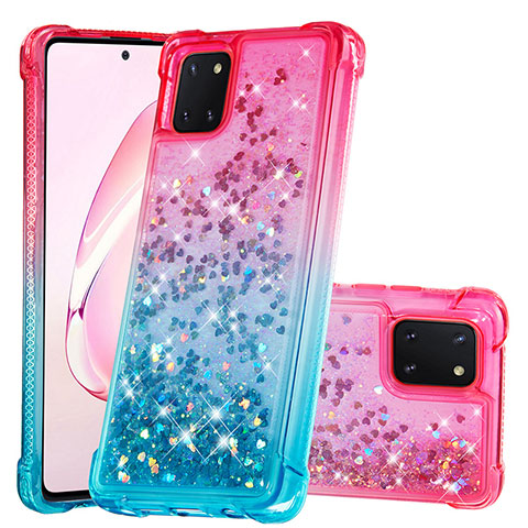 Silikon Hülle Handyhülle Gummi Schutzhülle Flexible Tasche Bling-Bling S02 für Samsung Galaxy A81 Rosa