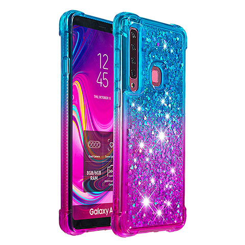 Silikon Hülle Handyhülle Gummi Schutzhülle Flexible Tasche Bling-Bling S02 für Samsung Galaxy A9 (2018) A920 Hellblau