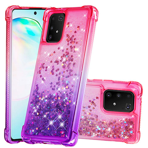 Silikon Hülle Handyhülle Gummi Schutzhülle Flexible Tasche Bling-Bling S02 für Samsung Galaxy A91 Pink