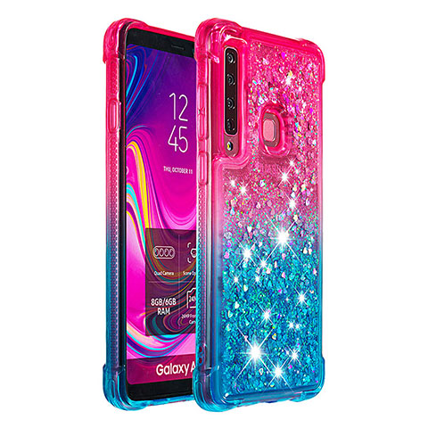 Silikon Hülle Handyhülle Gummi Schutzhülle Flexible Tasche Bling-Bling S02 für Samsung Galaxy A9s Rosa