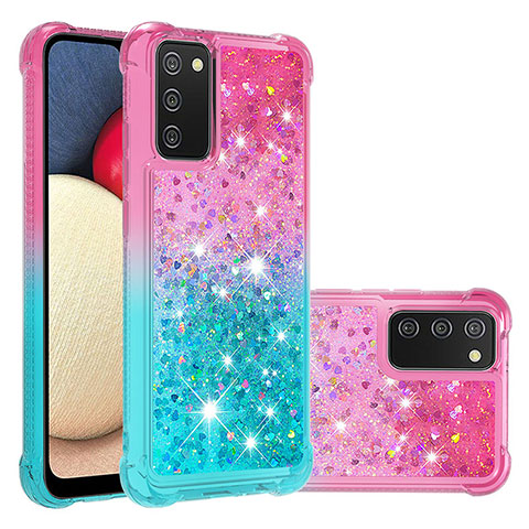 Silikon Hülle Handyhülle Gummi Schutzhülle Flexible Tasche Bling-Bling S02 für Samsung Galaxy F02S SM-E025F Rosa