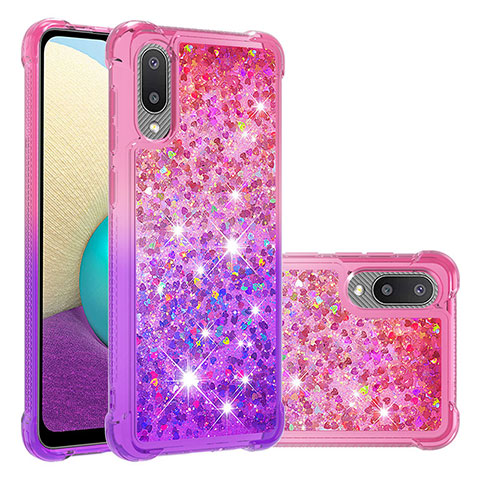 Silikon Hülle Handyhülle Gummi Schutzhülle Flexible Tasche Bling-Bling S02 für Samsung Galaxy M02 Pink