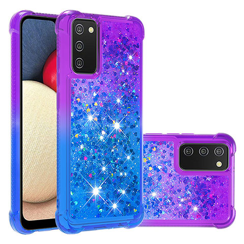 Silikon Hülle Handyhülle Gummi Schutzhülle Flexible Tasche Bling-Bling S02 für Samsung Galaxy M02s Violett