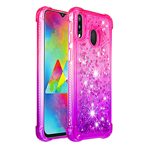 Silikon Hülle Handyhülle Gummi Schutzhülle Flexible Tasche Bling-Bling S02 für Samsung Galaxy M20 Pink