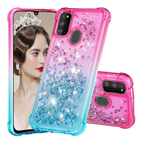 Silikon Hülle Handyhülle Gummi Schutzhülle Flexible Tasche Bling-Bling S02 für Samsung Galaxy M30s Rosa