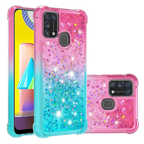 Silikon Hülle Handyhülle Gummi Schutzhülle Flexible Tasche Bling-Bling S02 für Samsung Galaxy M31 Prime Edition Rosa