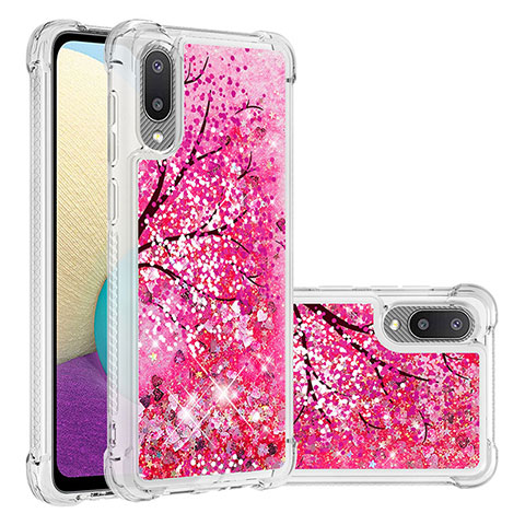 Silikon Hülle Handyhülle Gummi Schutzhülle Flexible Tasche Bling-Bling S03 für Samsung Galaxy A02 Pink