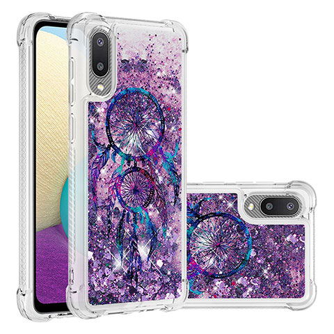 Silikon Hülle Handyhülle Gummi Schutzhülle Flexible Tasche Bling-Bling S03 für Samsung Galaxy A02 Violett