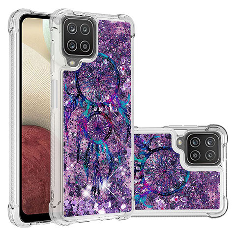 Silikon Hülle Handyhülle Gummi Schutzhülle Flexible Tasche Bling-Bling S03 für Samsung Galaxy A12 Violett