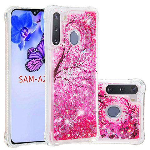 Silikon Hülle Handyhülle Gummi Schutzhülle Flexible Tasche Bling-Bling S03 für Samsung Galaxy A21 European Pink