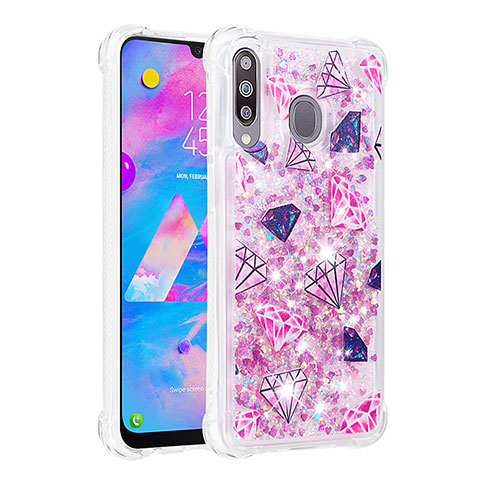 Silikon Hülle Handyhülle Gummi Schutzhülle Flexible Tasche Bling-Bling S03 für Samsung Galaxy A40s Pink