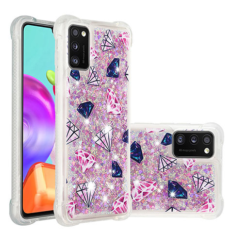 Silikon Hülle Handyhülle Gummi Schutzhülle Flexible Tasche Bling-Bling S03 für Samsung Galaxy A41 Pink