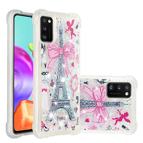 Silikon Hülle Handyhülle Gummi Schutzhülle Flexible Tasche Bling-Bling S03 für Samsung Galaxy A41 Rosa