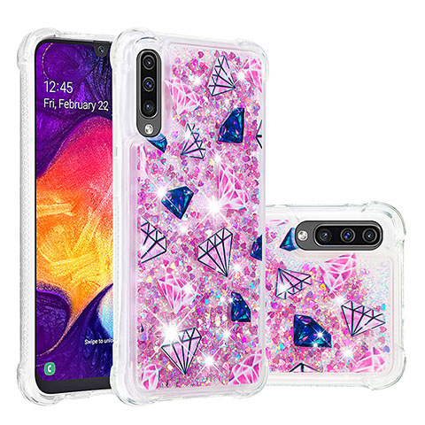 Silikon Hülle Handyhülle Gummi Schutzhülle Flexible Tasche Bling-Bling S03 für Samsung Galaxy A50 Pink