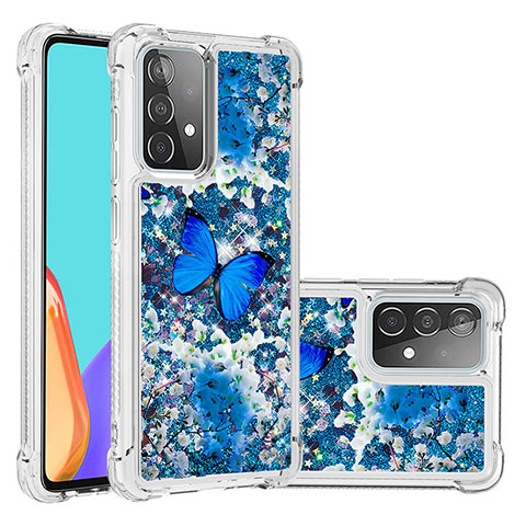 Silikon Hülle Handyhülle Gummi Schutzhülle Flexible Tasche Bling-Bling S03 für Samsung Galaxy A52 4G Blau