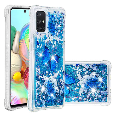 Silikon Hülle Handyhülle Gummi Schutzhülle Flexible Tasche Bling-Bling S03 für Samsung Galaxy A71 5G Blau