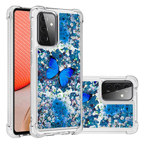 Silikon Hülle Handyhülle Gummi Schutzhülle Flexible Tasche Bling-Bling S03 für Samsung Galaxy A72 4G Blau