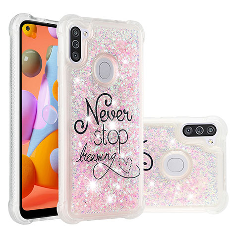 Silikon Hülle Handyhülle Gummi Schutzhülle Flexible Tasche Bling-Bling S03 für Samsung Galaxy M11 Rosa