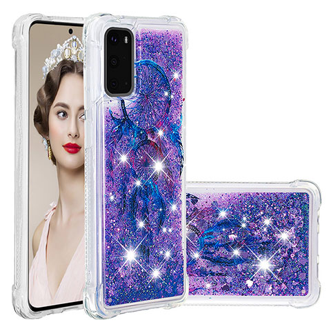 Silikon Hülle Handyhülle Gummi Schutzhülle Flexible Tasche Bling-Bling S03 für Samsung Galaxy S20 5G Violett