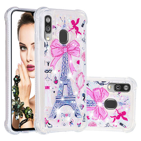 Silikon Hülle Handyhülle Gummi Schutzhülle Flexible Tasche Bling-Bling S04 für Samsung Galaxy A40 Rosa