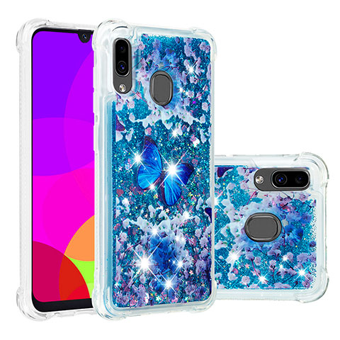 Silikon Hülle Handyhülle Gummi Schutzhülle Flexible Tasche Bling-Bling S05 für Samsung Galaxy A30 Blau