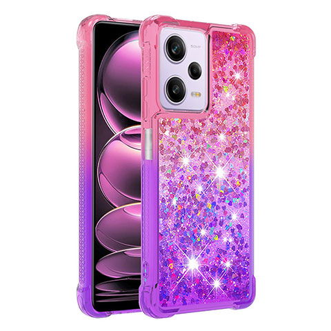 Silikon Hülle Handyhülle Gummi Schutzhülle Flexible Tasche Bling-Bling YB2 für Xiaomi Redmi Note 12 Pro 5G Pink