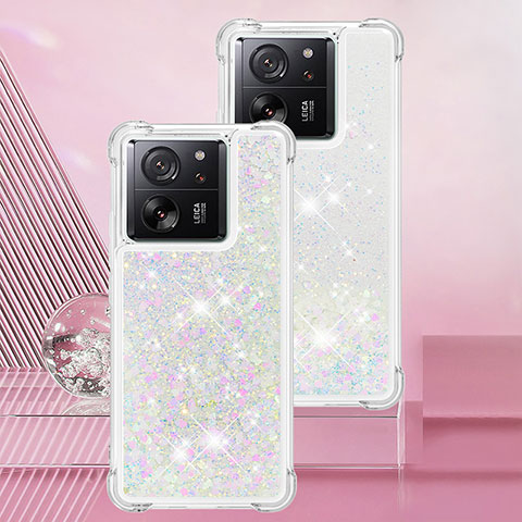 Silikon Hülle Handyhülle Gummi Schutzhülle Flexible Tasche Bling-Bling YB3 für Xiaomi Redmi K60 Ultra 5G Silber